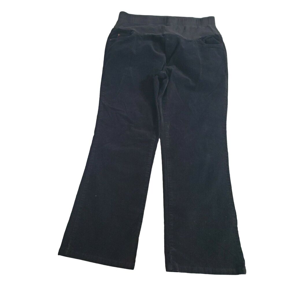 MiMi Maternity Pants Size L Womens Black Corduroy Straight Leg Bottoms - Picture 2 of 5